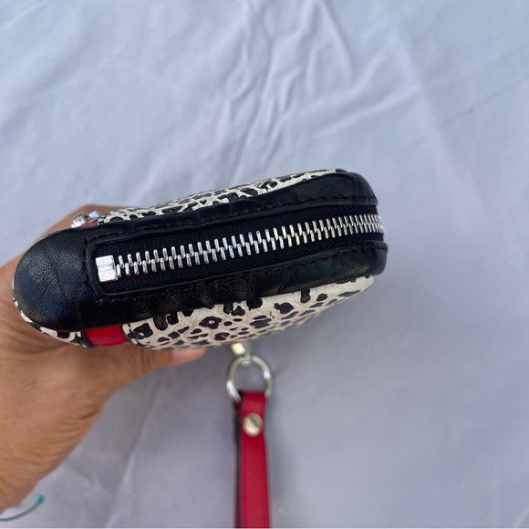 Alexander Wang Fumo Black White Red Embossed Leather Wristlet Zip Around Wallet - Picture 9 of 17